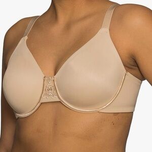Vanity Fair Beauty Back Bra 44C Beige 76380 Embroidered Detail Smoothing